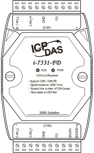 ICP-DAS I-7531-FD-Two-Channel-Isolated-CAN-CAN-FD-Signal-Repeater-06