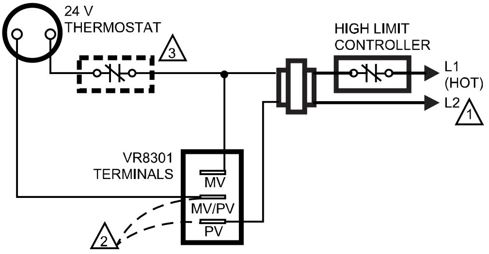 Honeywell VR8300 Continuous Pilot Combination Control - Wiring Volt Control