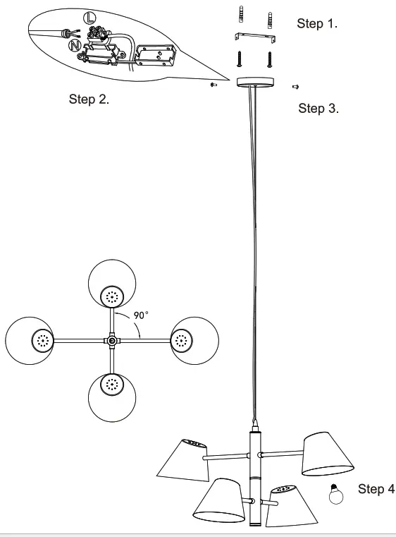 NORDIC 53216-004-71 4 Lights Ceiling Lamp - 1