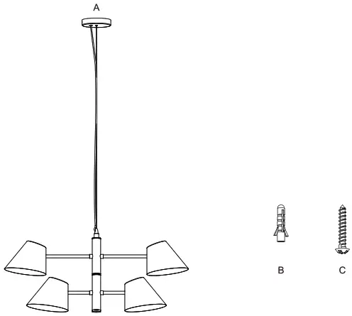 NORDIC 53216-004-71 4 Lights Ceiling Lamp - pakeg content