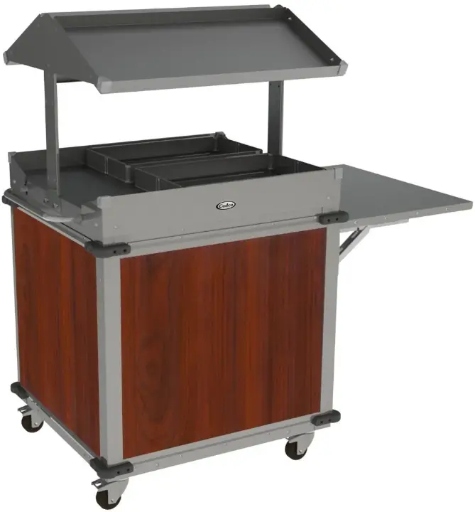 Cadco CBC-GG-B2-L Series CBC-GG-B2-L5 Cherry MobileServ Standard 2 Bay Grab and Go Mobile Merchandising Cart