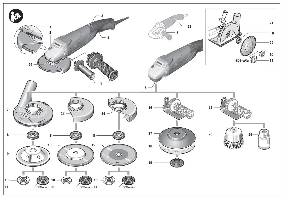 BOSCH GWS 18-125 L Angle Grinder - Fig 1
