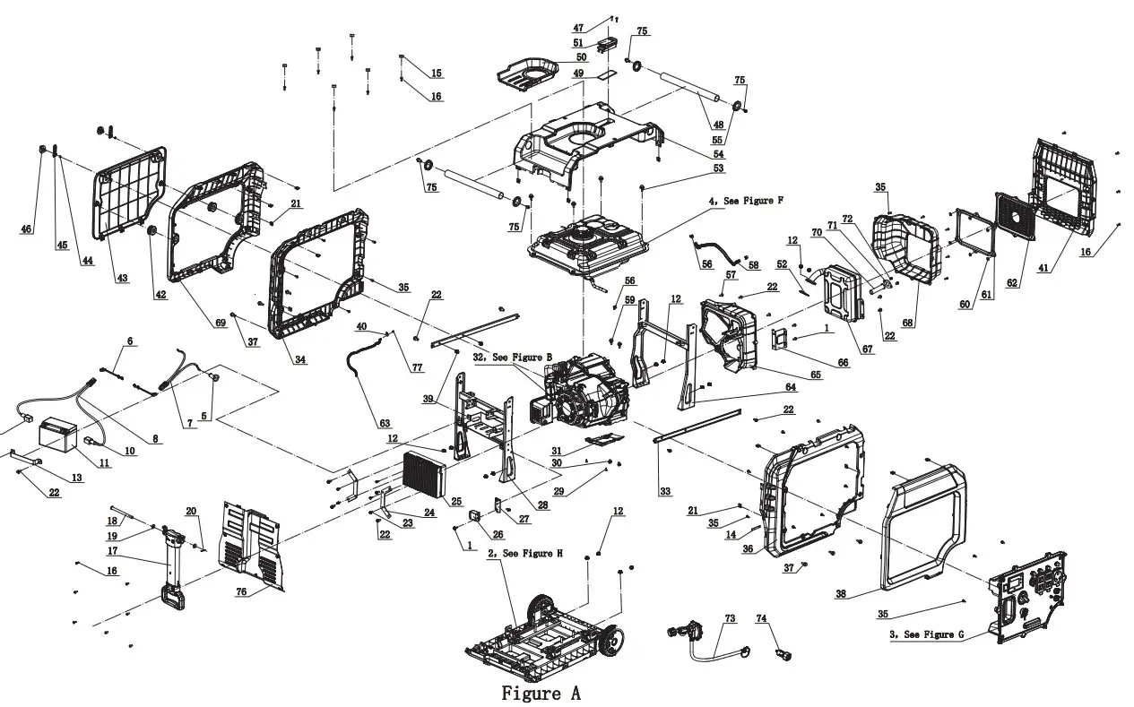 CHAMPION 201003 5500W Dual Fuel Electric Start Inverter Generator - DIAGRAM
