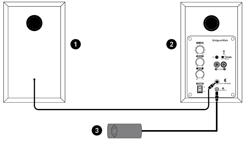 Kruger Matz KM0538 2.0 Bookshelf Active Speakers FIG 2