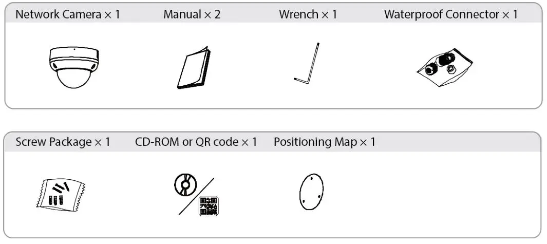 dahua HDBW3441R-AS-P Dome Network Camera - Figure 3-1 Packing list