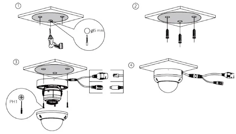 dahua HDBW3441R-AS-P Dome Network Camera - Figure 3-5 Cable going through the side cable tray