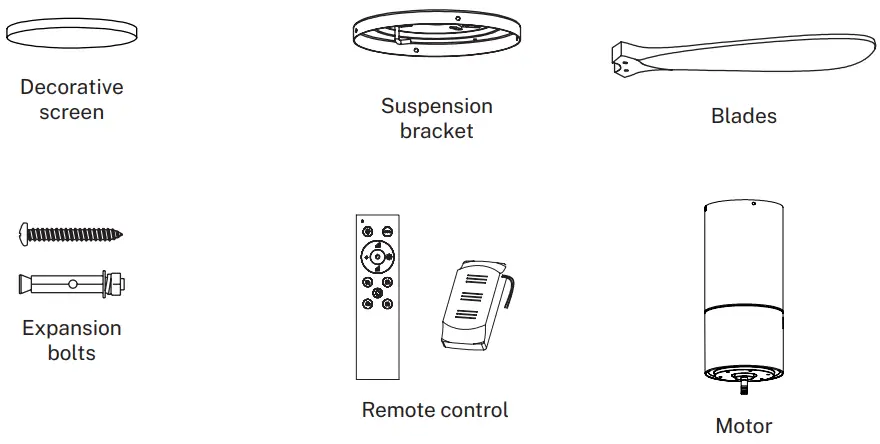 CREATE Wind Tube Ceiling Fan Summer Winter Function - LIST OF PARTS
