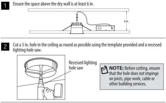 FIG 2 INSTALLATION INSTRUCTIONS FOR RECESSED HOUSING
