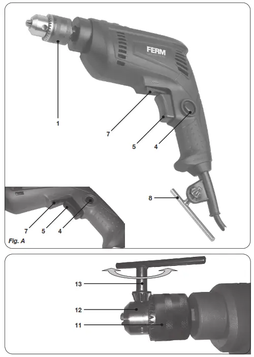 FERM PDM1048P Rotary Drill 10mm - 1