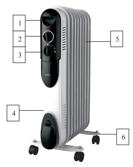 AIM Slim 9 Fin Oil Heater 2000 W - OIL HEATER