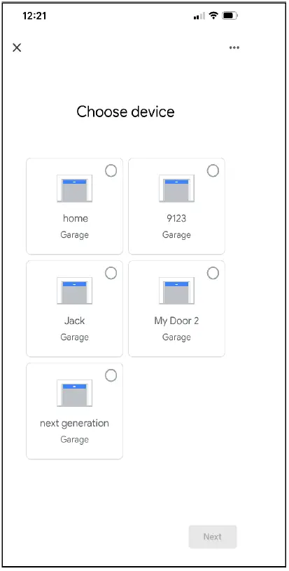 ALADDiN Connect Google Home with The Garage Door Account Displaying