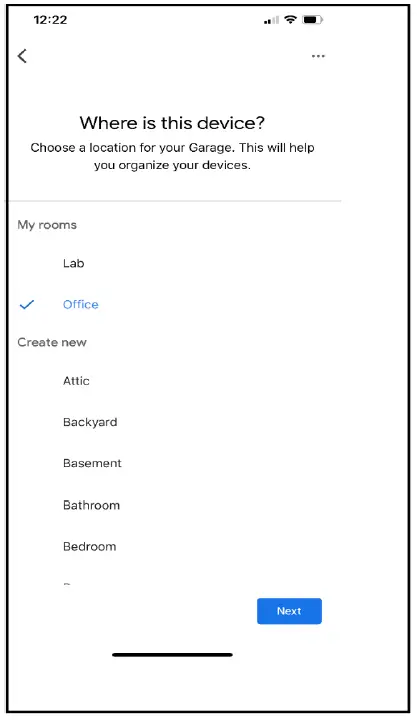 ALADDiN Connect Google Home with The Garage Door Selecting the Location