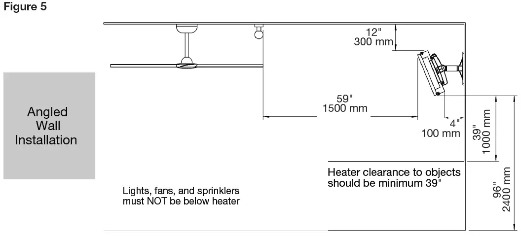 Dimplex DLW Series Outdoor Heaters Minimum Clearances