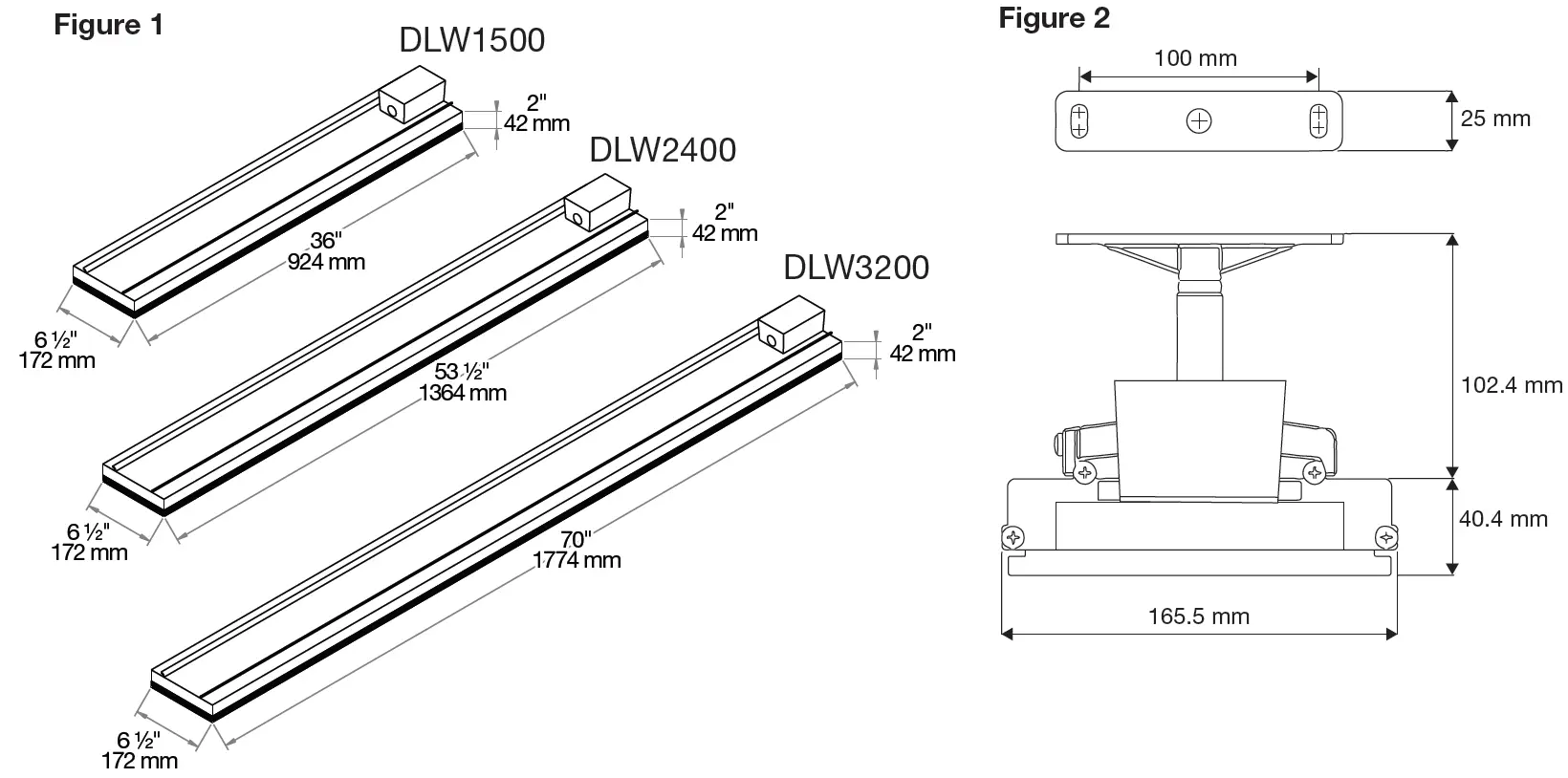 Dimplex DLW Series Outdoor Heaters Product Dimensions