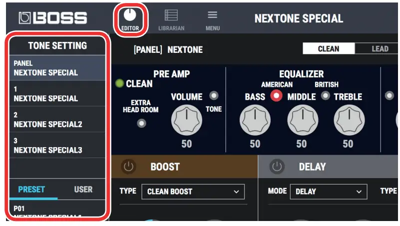 BOSS Using NEXTONE SPECIAL EDITOR - figure 3