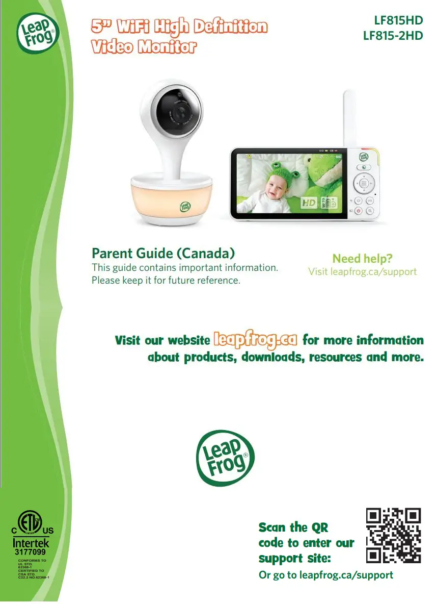 LeapFrog LF815HD 5 inch WiFi High Definition Video Monitor User Guide