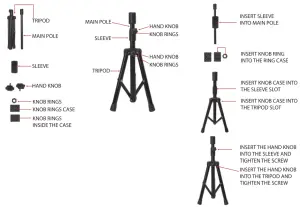 naxa NDS-8010 8 Inch 2000W Portable True Wireless Speakers -STAND ASSEMBLY