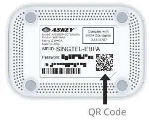 Singtel AP2100W Askey S V7 WiFi Mesh - Locate the QR Code