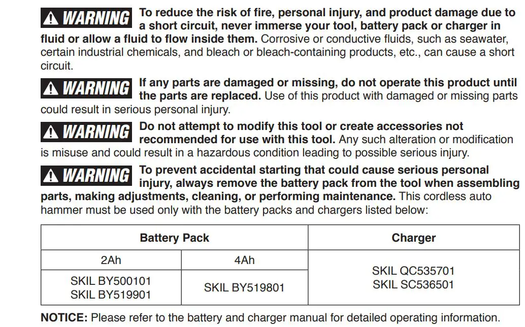 SKIL AH6552A-00 PWRCORE 12 12V BL Auto Hammer Owner's Manual - OPERATING INSTRUCTIONS