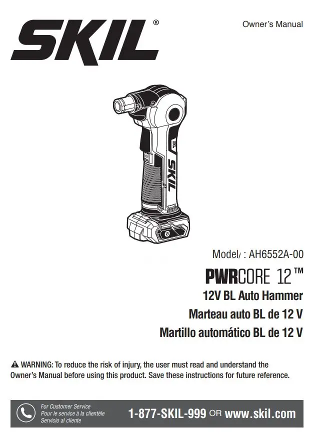 SKIL AH6552A-00 PWRCORE 12 12V BL Auto Hammer Owner's Manual
