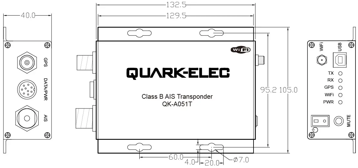 QUARK-ELEC QK-A051T Class B AIS Transponder- Mounting 2