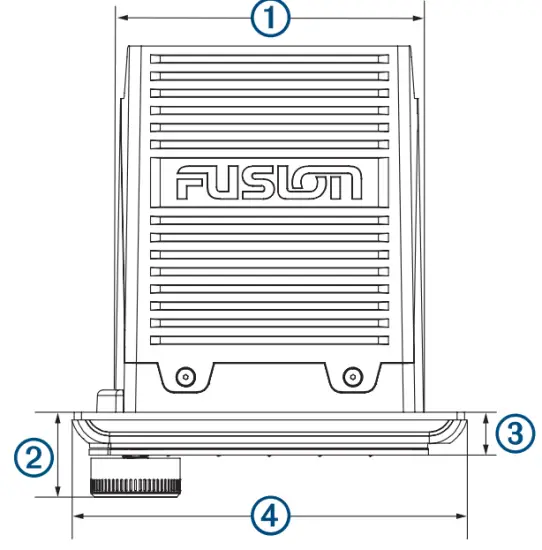 FUSION SRX400 Apollo Marine Zone Stereo - Top Dimensions