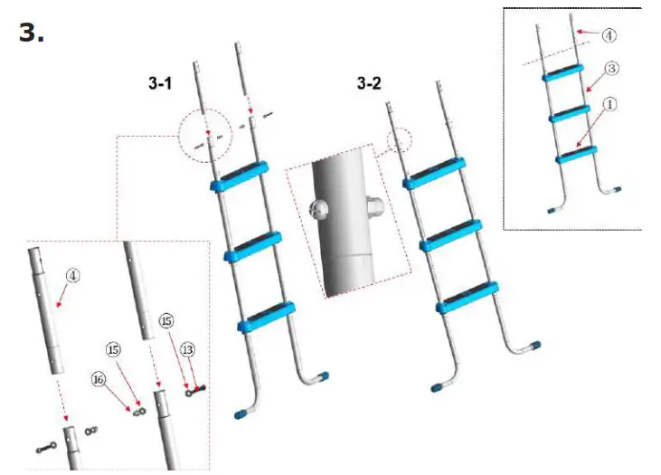 EXIT TOYS 30 93 43 00 109 cm 42 9 Inch Pool Ladder - Part reference 4