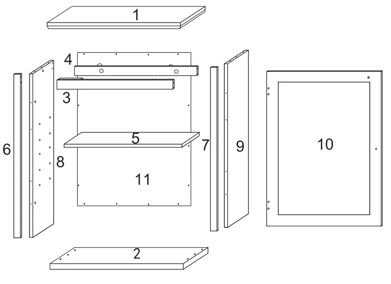 WELLFOR HW HPY 59321BN Surface Mount Medicine Cabinet with Mirror - part