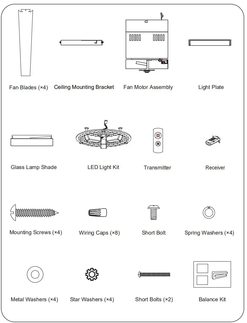 WINGBO 52In 4 Blade LED Ceiling Fan - Figure 2