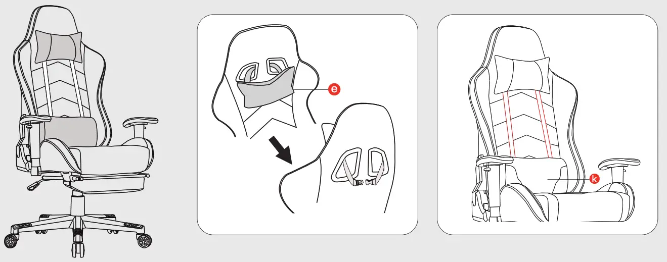 GTRACING Gaming Chair with Footrest Speakers - figare10