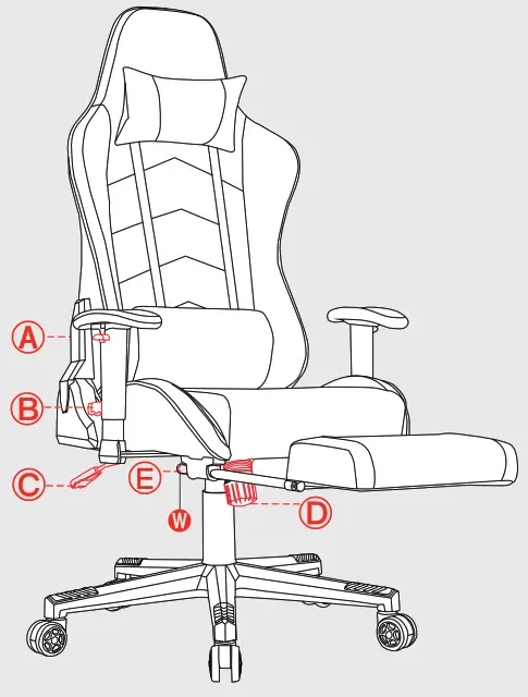 GTRACING Gaming Chair with Footrest Speakers - figare11