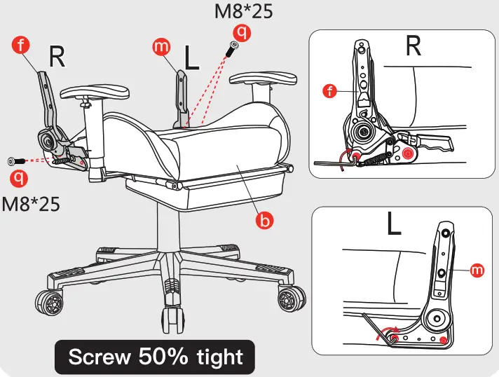 GTRACING Gaming Chair with Footrest Speakers - figare6