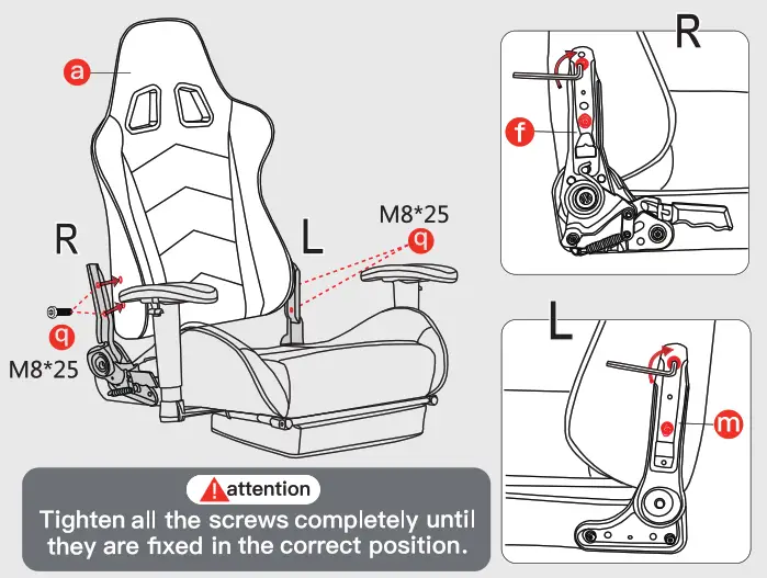 GTRACING Gaming Chair with Footrest Speakers - figare7