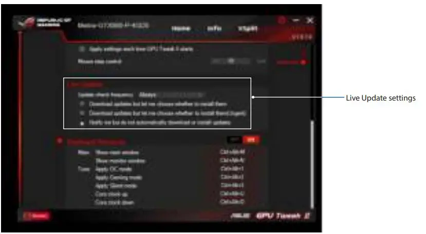ASUS GPU Tweak II Utility Software User Manual - Live Update