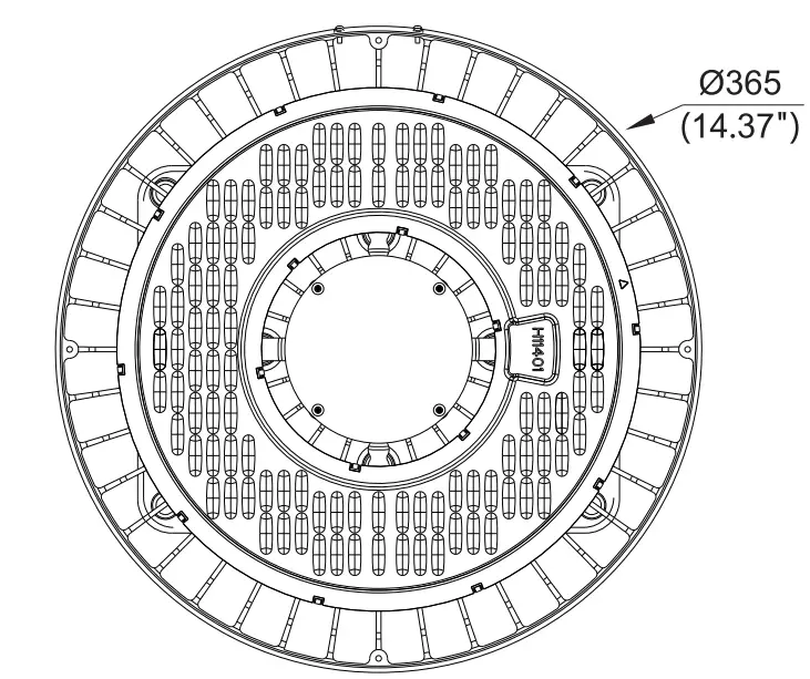 EYE LIGHTING LED High Bay Ceiling Light Physical Dimensions