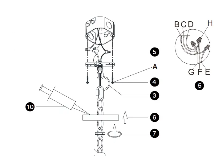 EUROfase-41964-019-Ren-Modern-Satin-Black-Outdoor-Hanging-Light-Instruction-FIG-2