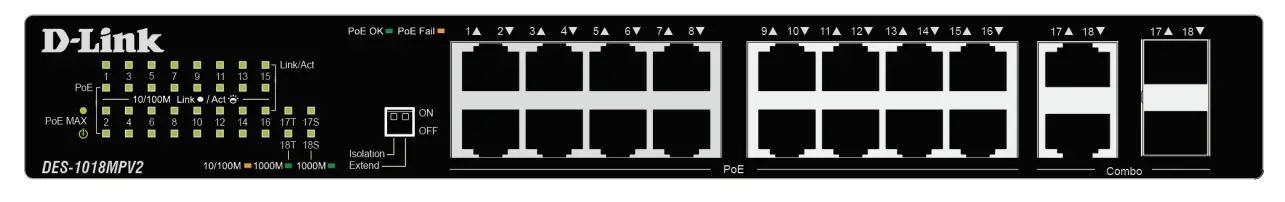 D-Link Poe Unmanage Switch - Front Panel
