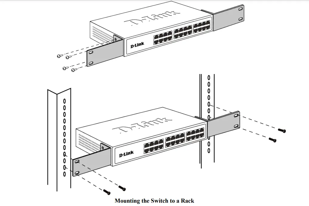 D-Link Poe Unmanage Switch - Mounting the Switch on a Rack