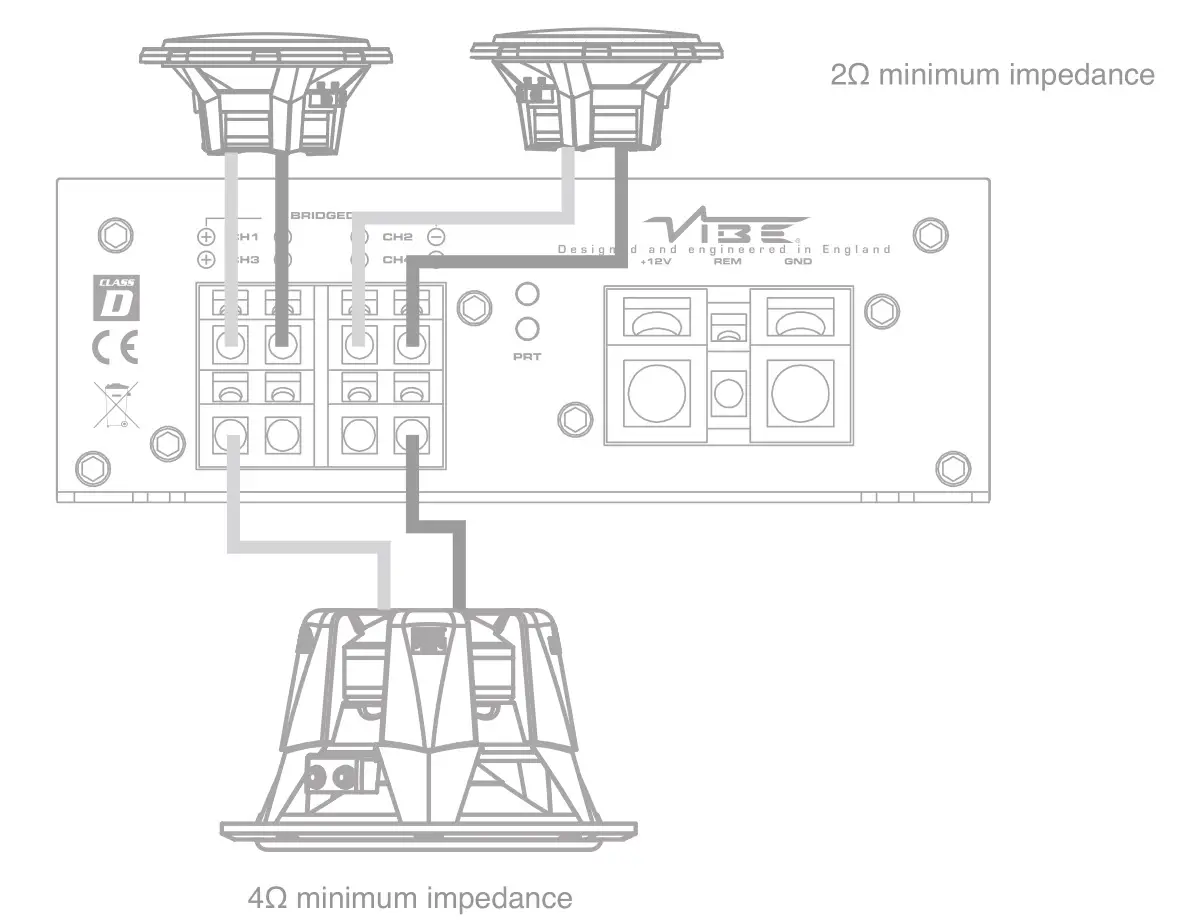 POWERBOX 80.4M Micro Amplifier - Bridged Wiring Configuration