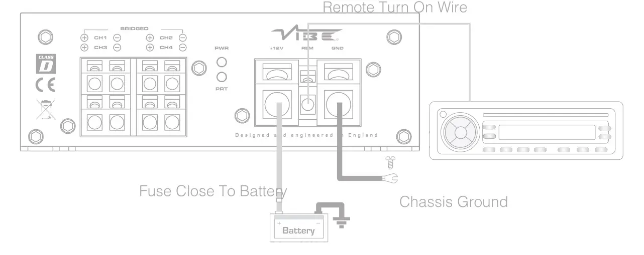 POWERBOX 80.4M Micro Amplifier - Power Connections