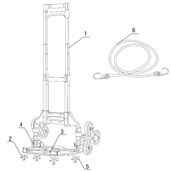 VEVOR Heavy Duty Stair Climbing Cart - Part List