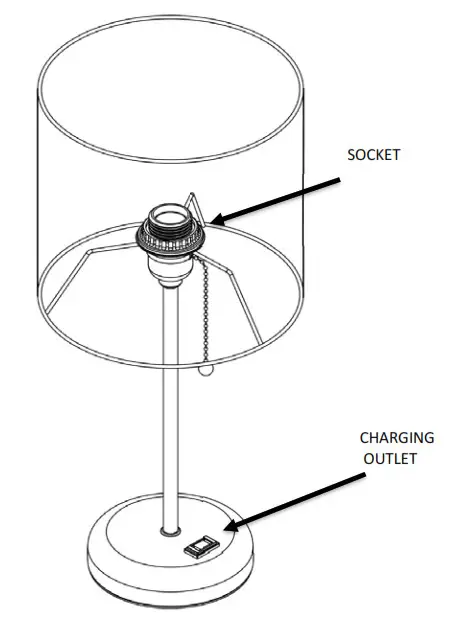 LIMELIGHTS LT2024 Stick Lamp w Charging Outlet