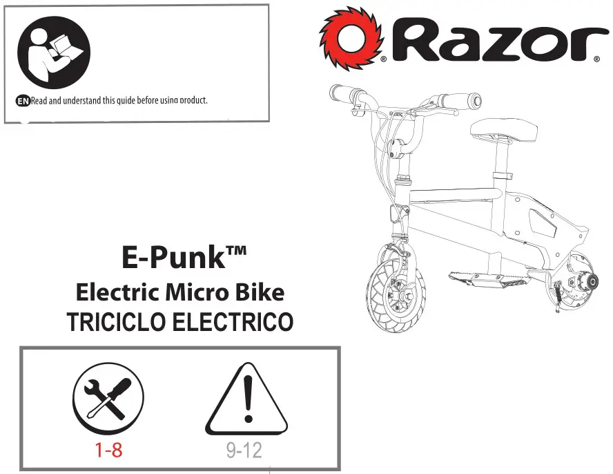 Razor 15173960 E-Punk Electric Micro Bike Triciclo Electrico User Manual