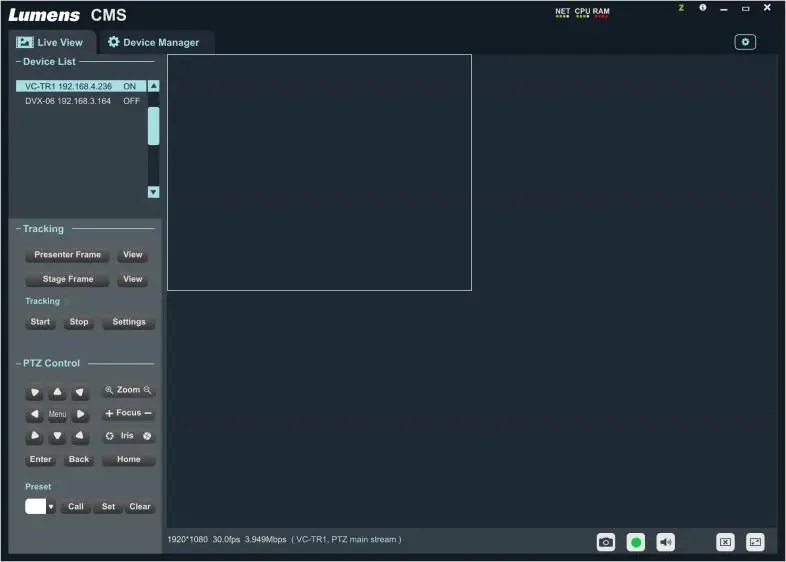 Lumens VC-TR1 Auto Tracking Camera- operation