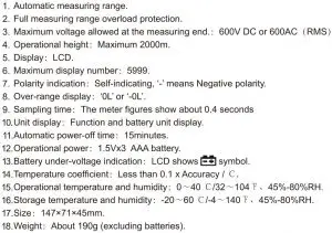 FIG 8 Specifications