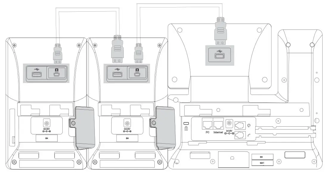 verizon EXP50 One Talk Expansion Module - Connect the USB jack of the One Talk phone