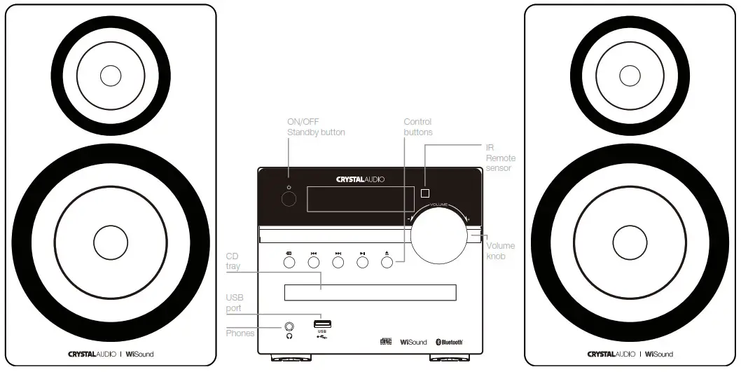 CRYSTAL AUDIO 3D-HIFI360 Wireless Mini Hi-Fi - Front View