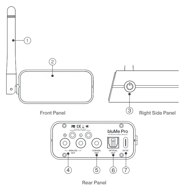 AURIS BluMe Pro Bluetooth Receiver with LDAC - KEYS AND PARTS