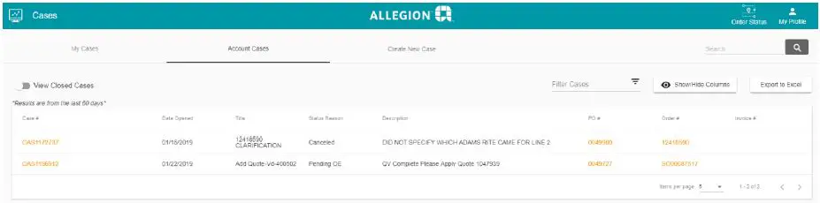 My Cases and Account Cases