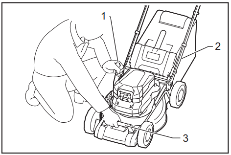 makita CML01 Battery Powered Lawn Mower - Front grip